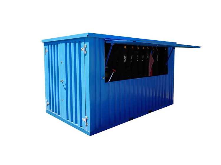 Conteneur bar démontable 3×2 m – Bleu RAL 5012
